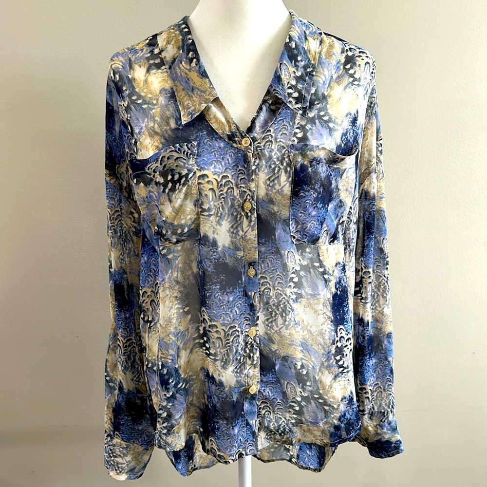FREE PEOPLE SHEER Button Up BLOUSE